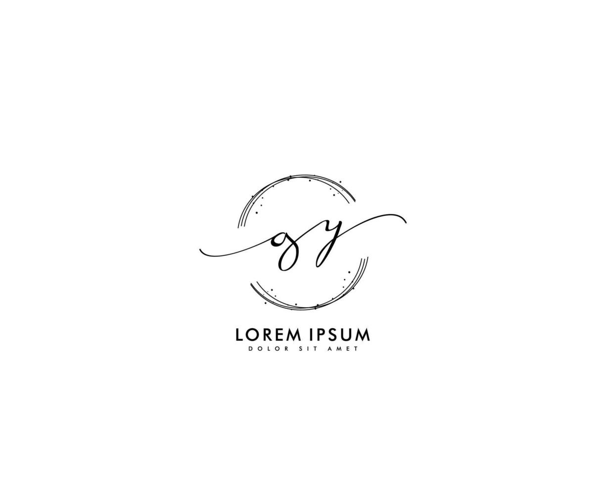 Initial GY Feminine logo beauty monogram and elegant logo design, handwriting logo of initial signature, wedding, fashion, floral and botanical with creative template vector