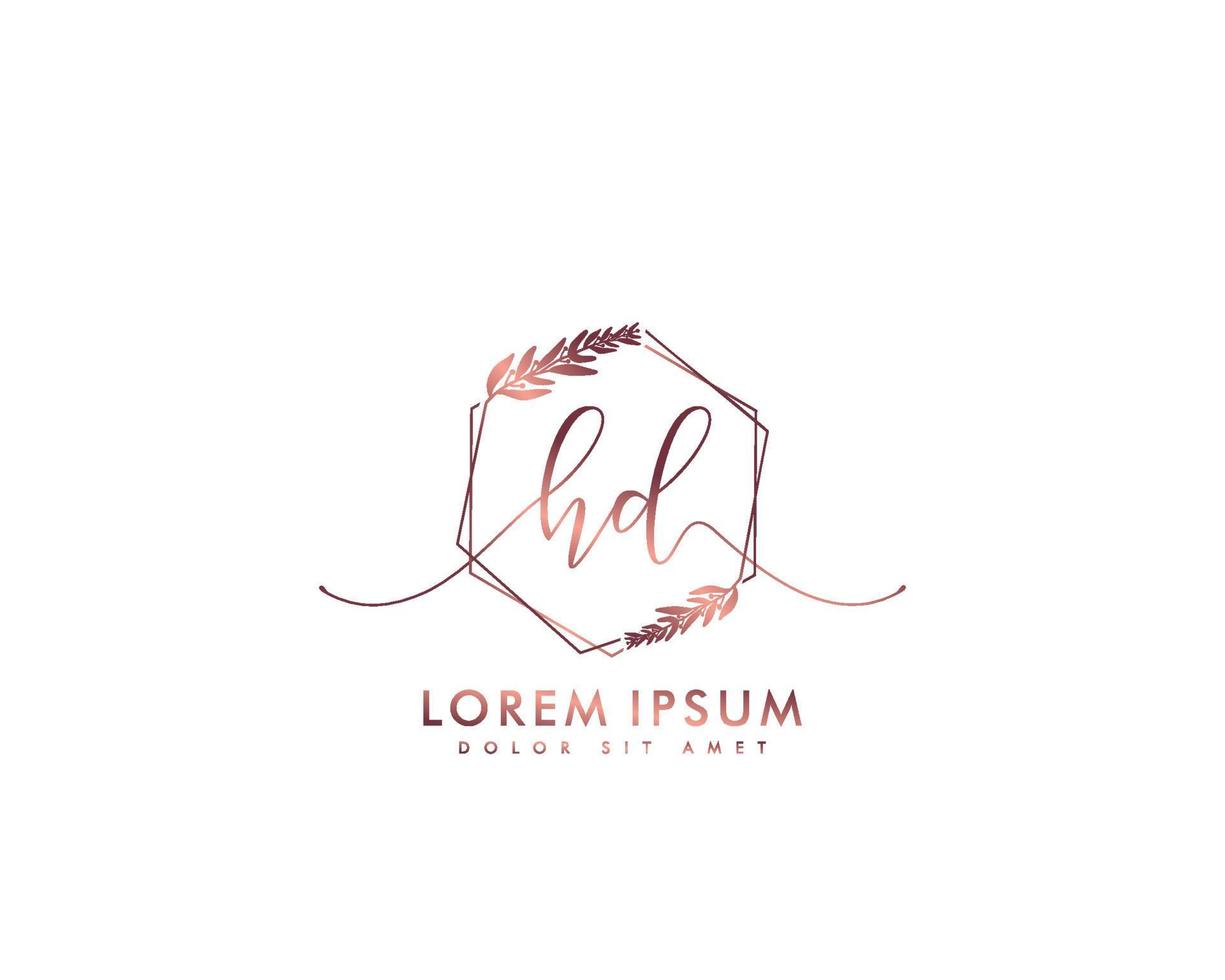 Initial HD Feminine logo beauty monogram and elegant logo design, handwriting logo of initial signature, wedding, fashion, floral and botanical with creative template vector