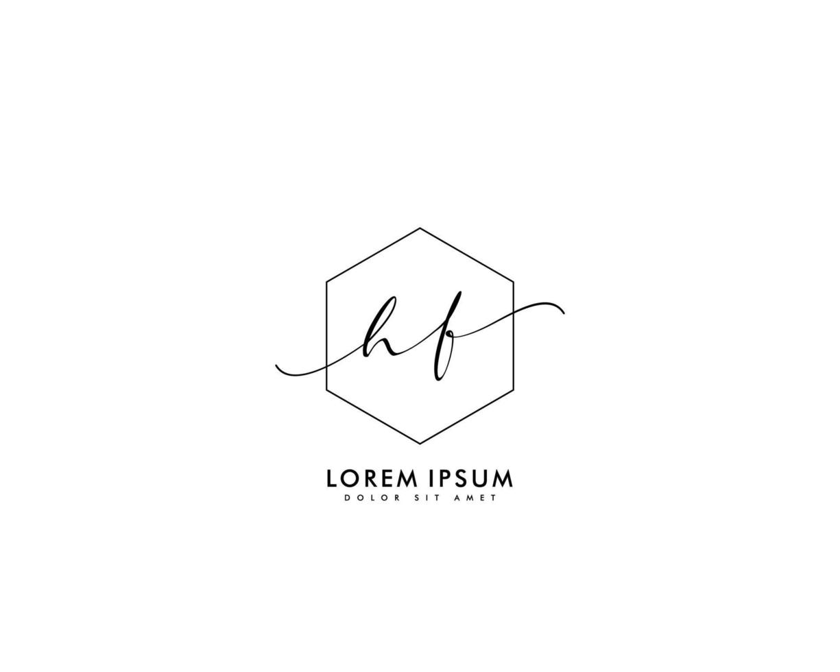 Initial HF Feminine logo beauty monogram and elegant logo design, handwriting logo of initial signature, wedding, fashion, floral and botanical with creative template vector