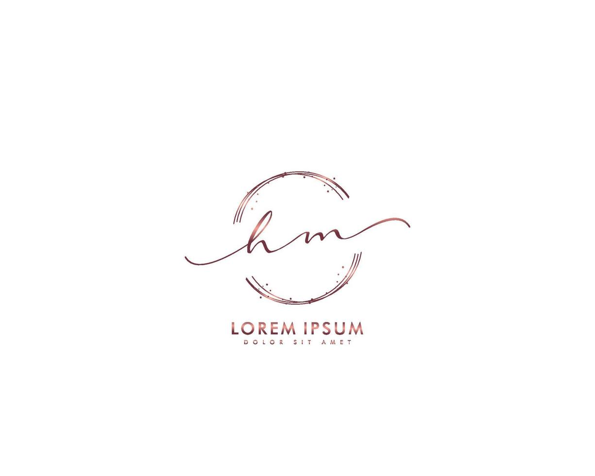 monograma de belleza de logotipo femenino inicial hm y diseño de logotipo elegante, logotipo de escritura a mano de firma inicial, boda, moda, floral y botánica con plantilla creativa vector