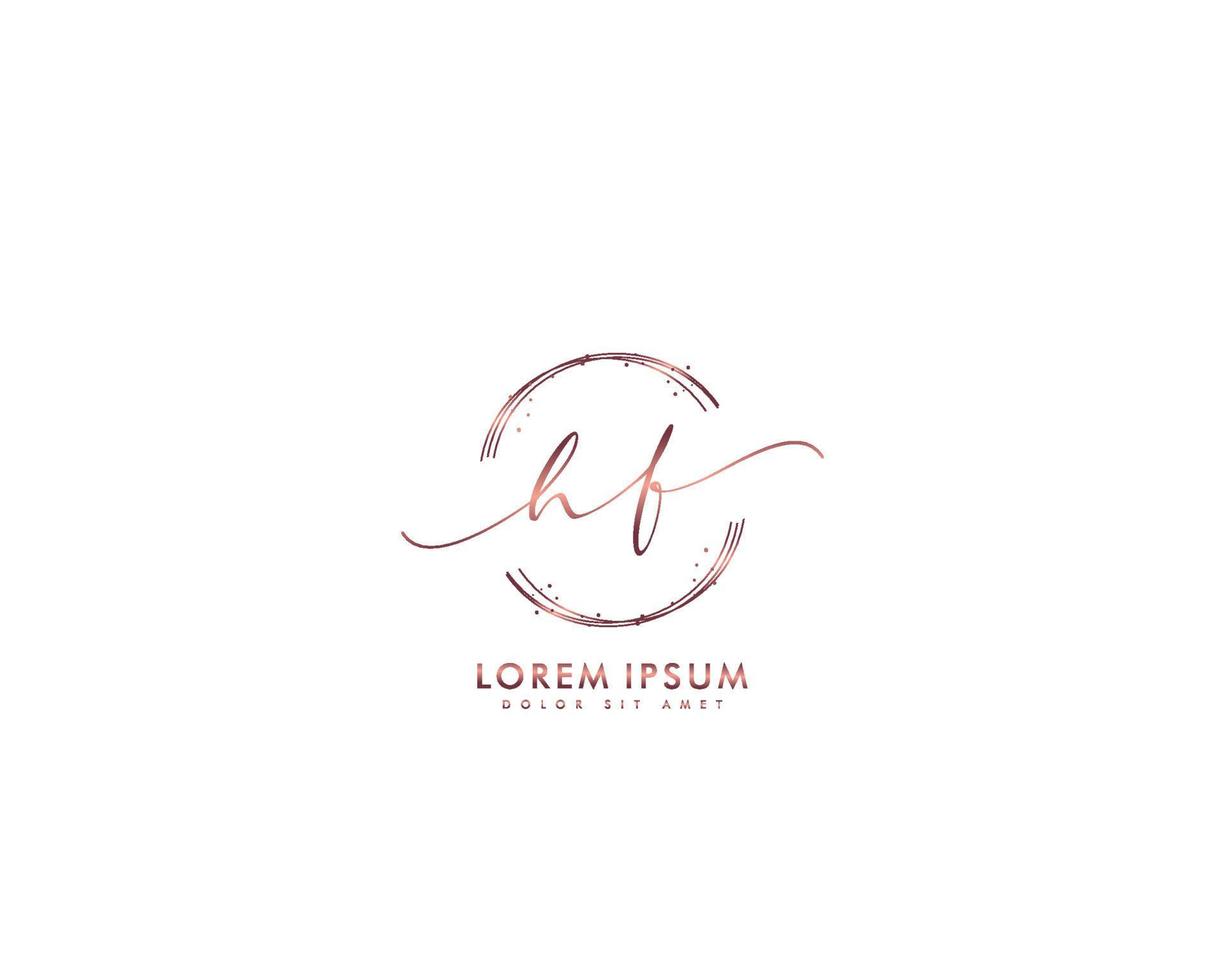 Initial HF Feminine logo beauty monogram and elegant logo design, handwriting logo of initial signature, wedding, fashion, floral and botanical with creative template vector