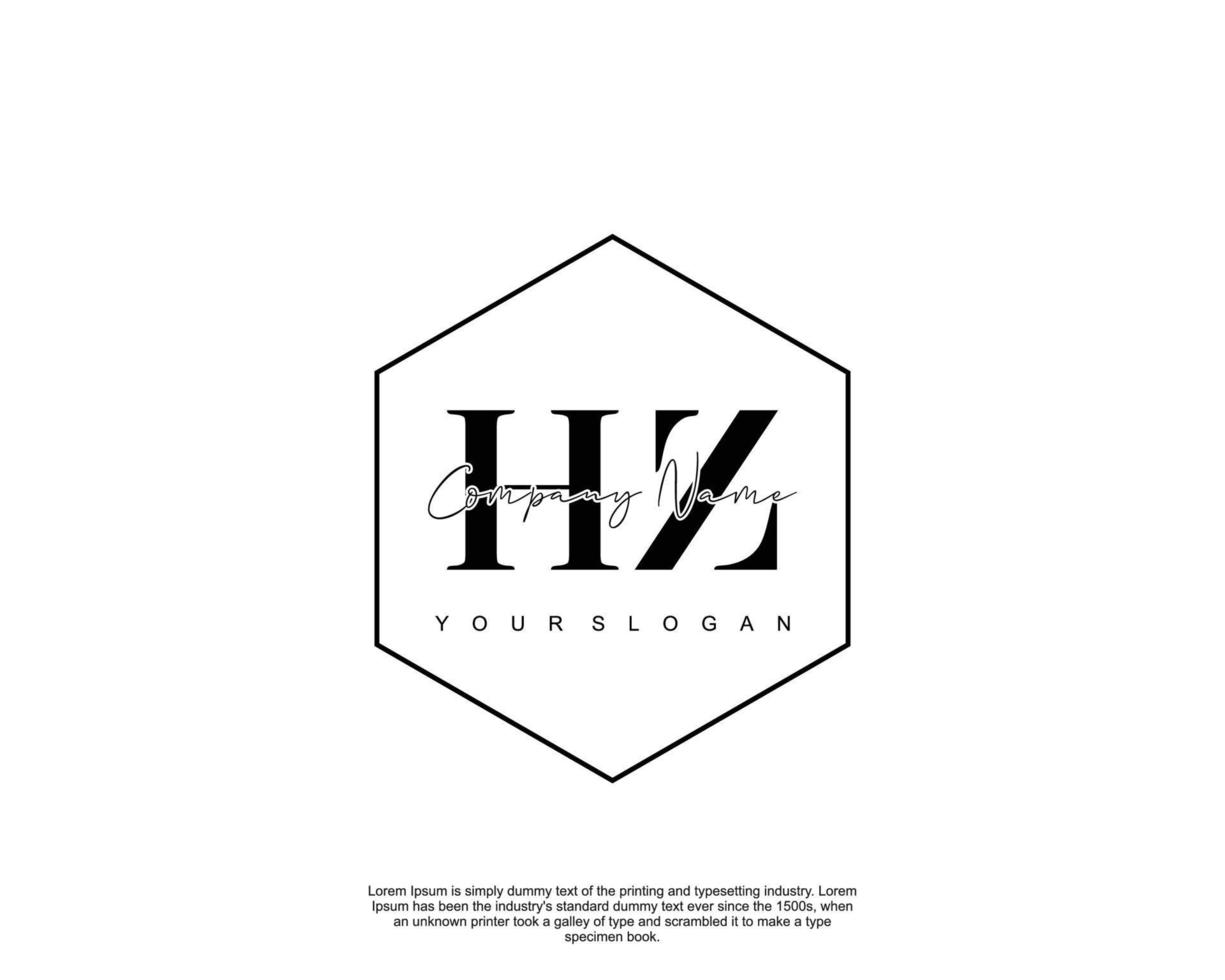 Initial HZ Feminine logo beauty monogram and elegant logo design, handwriting logo of initial signature, wedding, fashion, floral and botanical with creative template vector