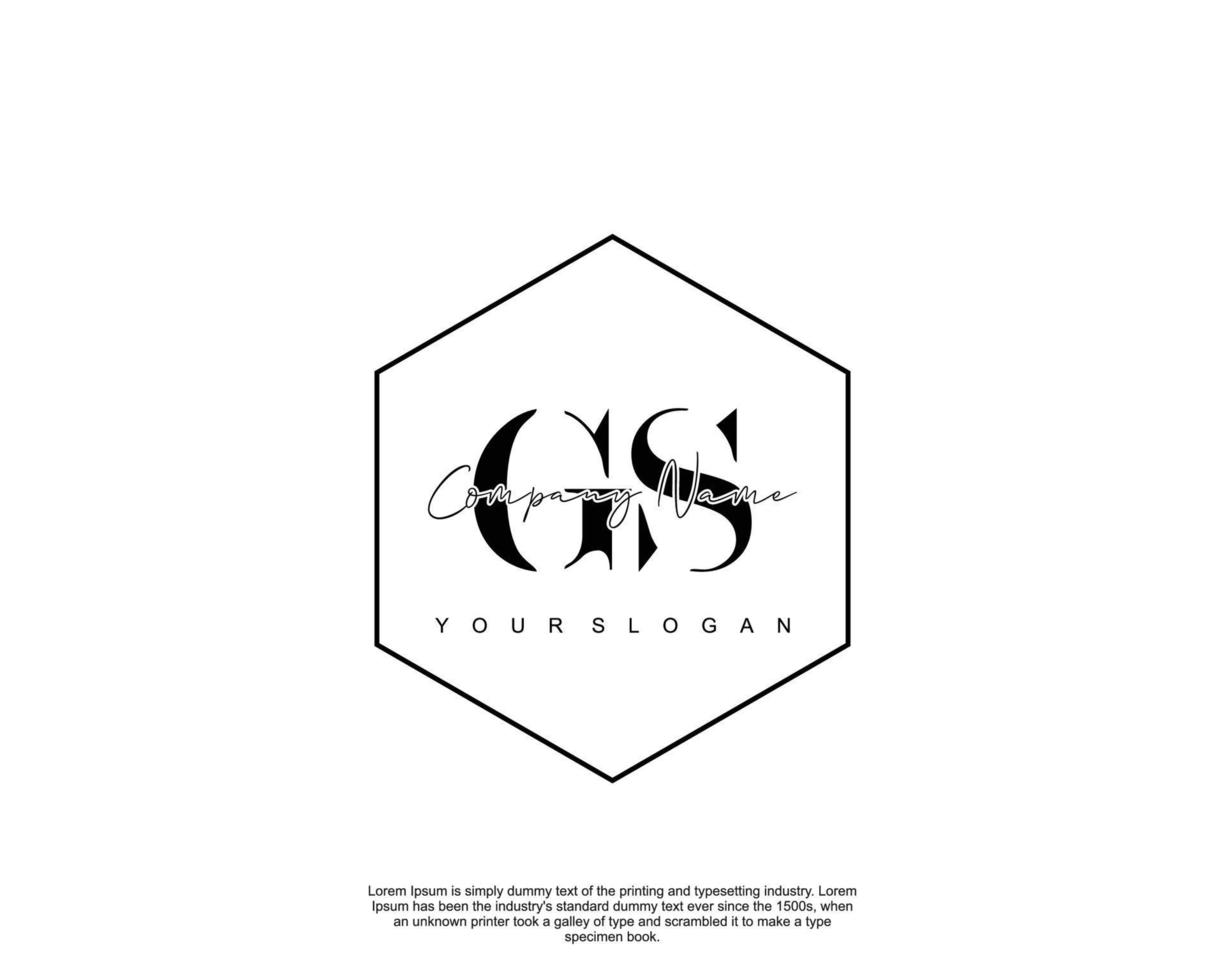 Initial GS Feminine logo beauty monogram and elegant logo design, handwriting logo of initial signature, wedding, fashion, floral and botanical with creative template vector