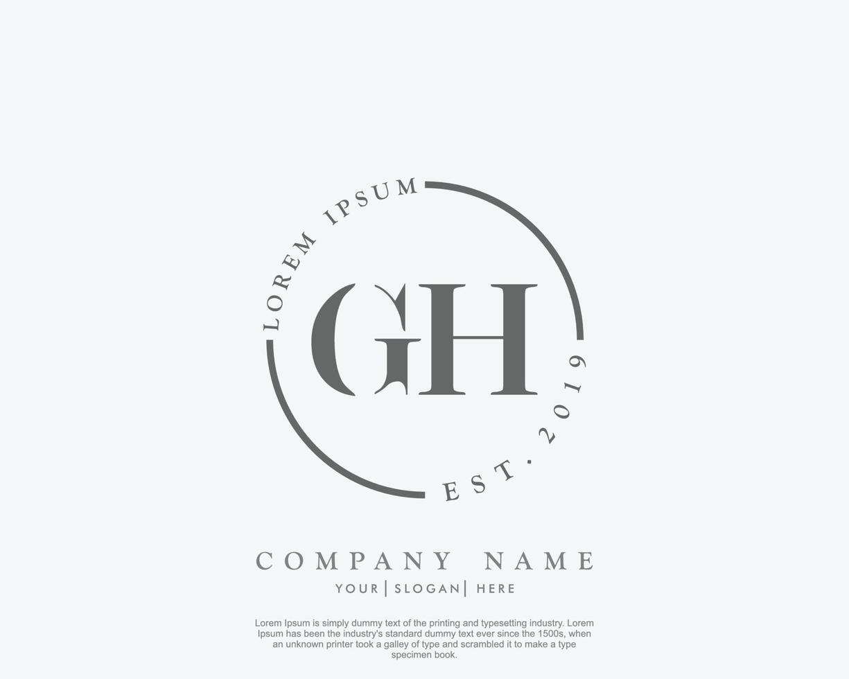 monograma de belleza de logotipo femenino inicial gh y diseño de logotipo elegante, logotipo de escritura a mano de firma inicial, boda, moda, floral y botánica con plantilla creativa vector