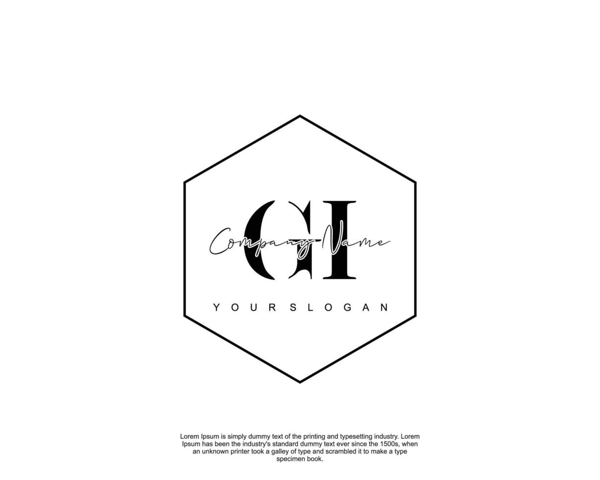 Initial GI Feminine logo beauty monogram and elegant logo design, handwriting logo of initial signature, wedding, fashion, floral and botanical with creative template vector