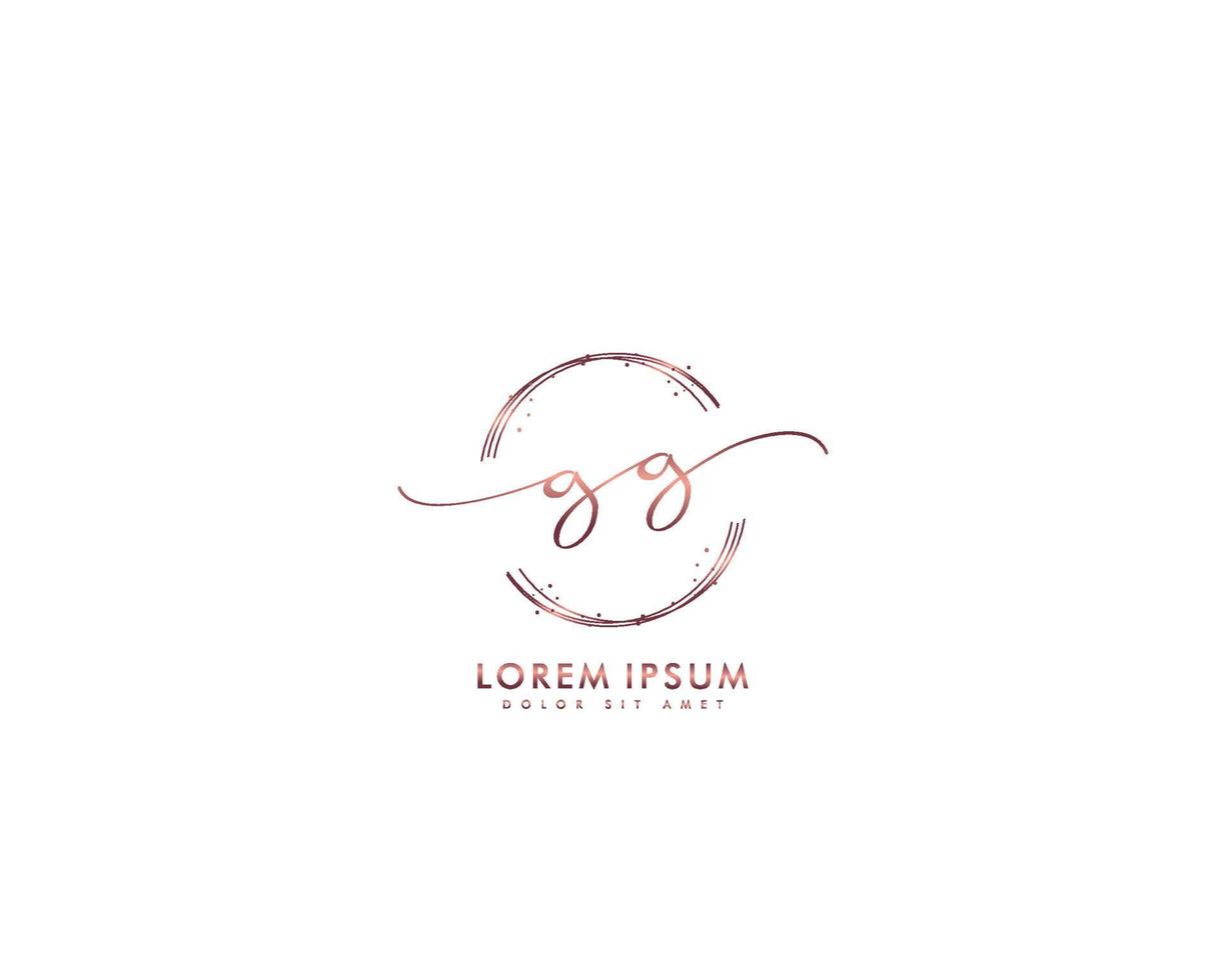 Initial GG Feminine logo beauty monogram and elegant logo design, handwriting logo of initial signature, wedding, fashion, floral and botanical with creative template vector