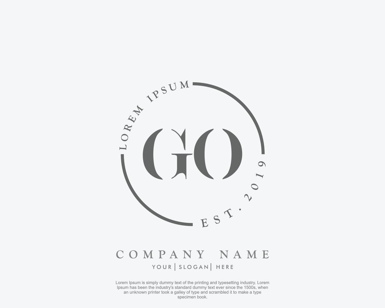 Initial GO Feminine logo beauty monogram and elegant logo design, handwriting logo of initial signature, wedding, fashion, floral and botanical with creative template vector