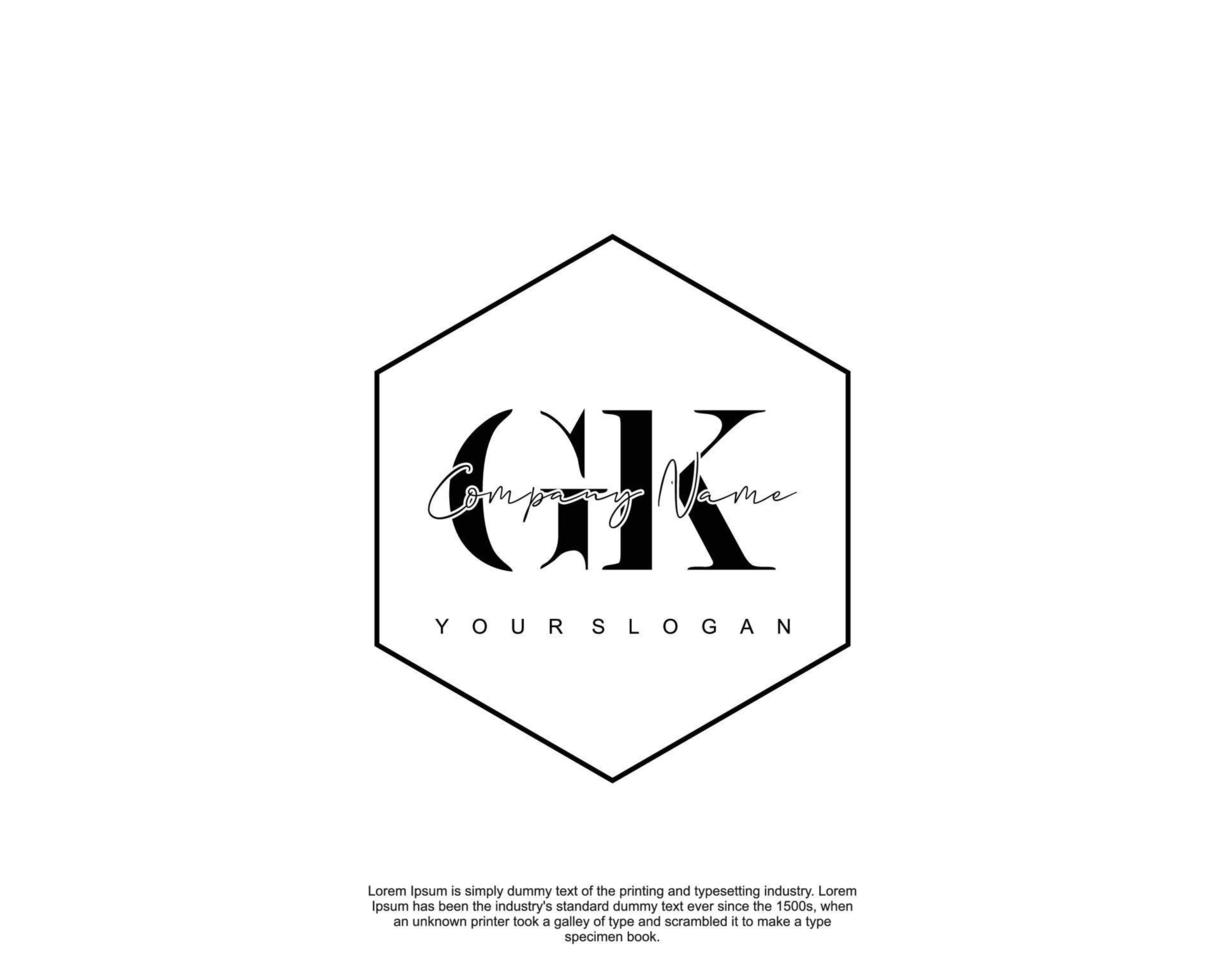 monograma de belleza de logotipo femenino gk inicial y diseño de logotipo elegante, logotipo de escritura a mano de firma inicial, boda, moda, floral y botánica con plantilla creativa vector