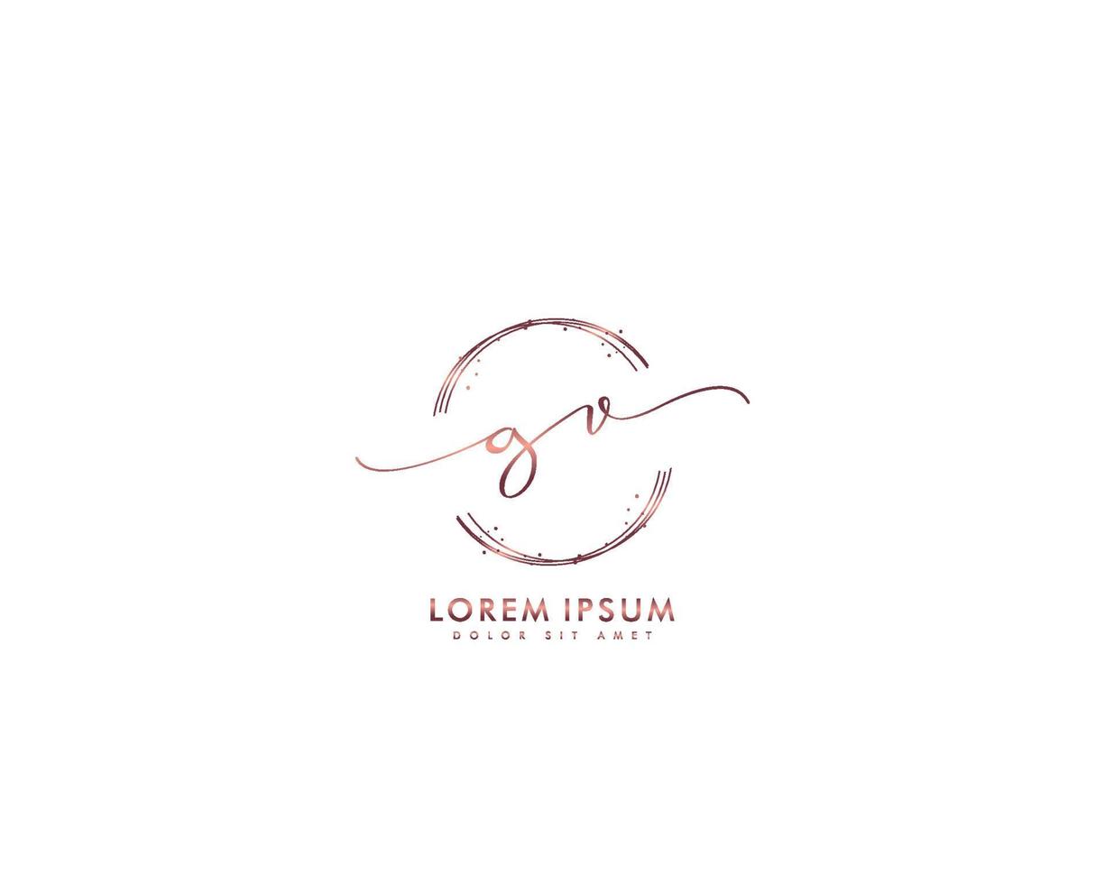 monograma de belleza de logotipo femenino gv inicial y diseño de logotipo elegante, logotipo de escritura a mano de firma inicial, boda, moda, floral y botánica con plantilla creativa vector