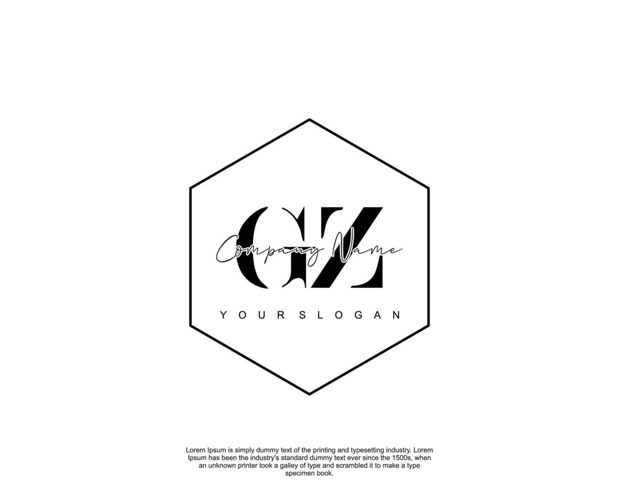 Initial GZ Feminine logo beauty monogram and elegant logo design, handwriting logo of initial signature, wedding, fashion, floral and botanical with creative template vector