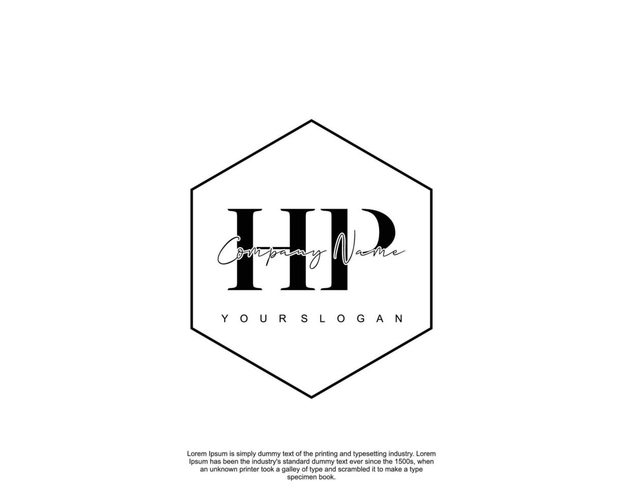 Initial HP Feminine logo beauty monogram and elegant logo design, handwriting logo of initial signature, wedding, fashion, floral and botanical with creative template vector
