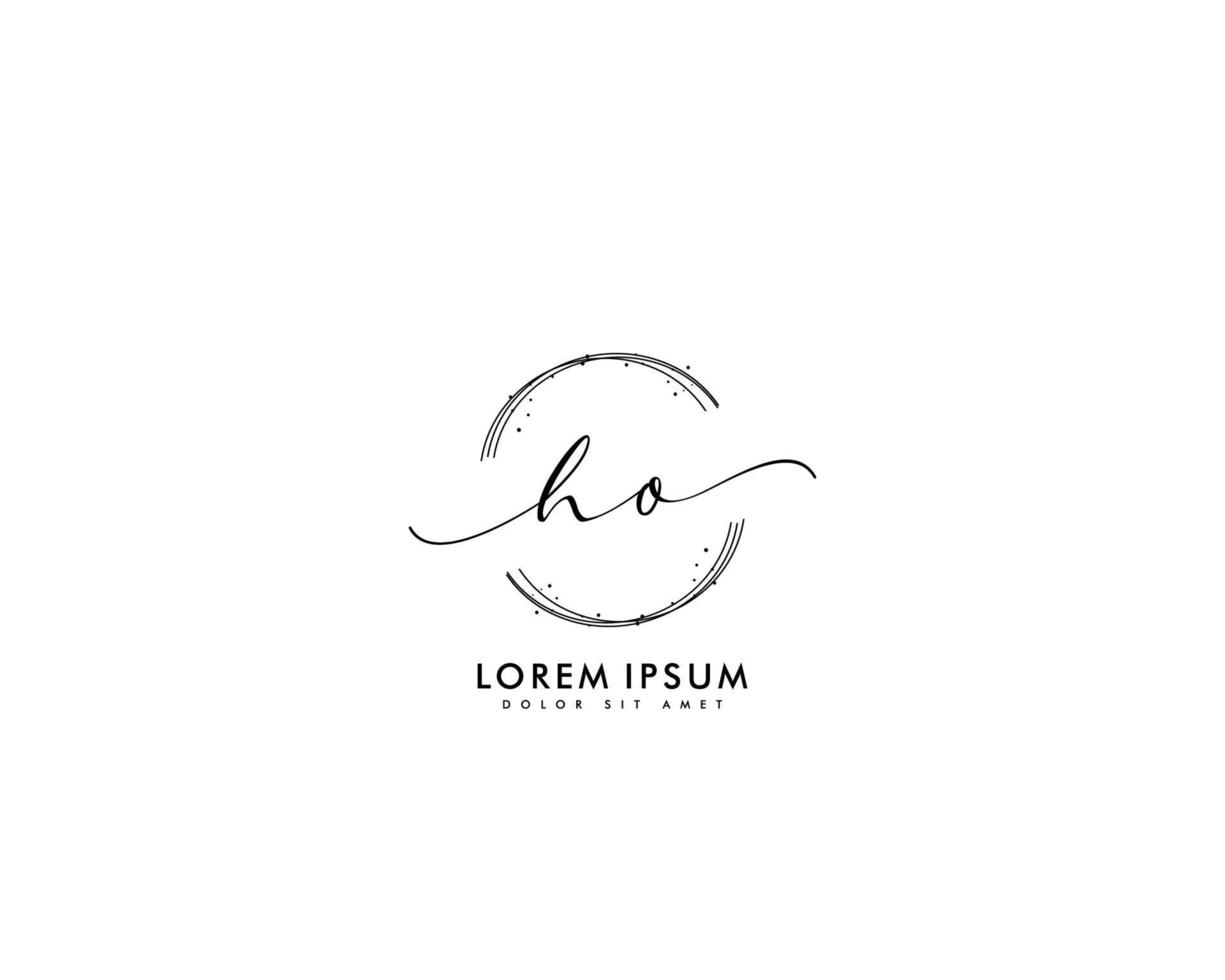 Initial HO Feminine logo beauty monogram and elegant logo design, handwriting logo of initial signature, wedding, fashion, floral and botanical with creative template vector