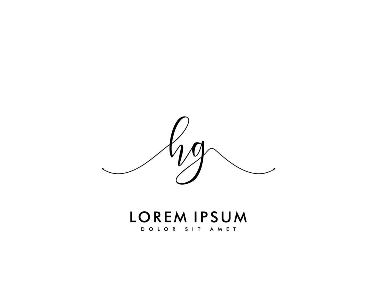 Initial HG Feminine logo beauty monogram and elegant logo design, handwriting logo of initial signature, wedding, fashion, floral and botanical with creative template vector