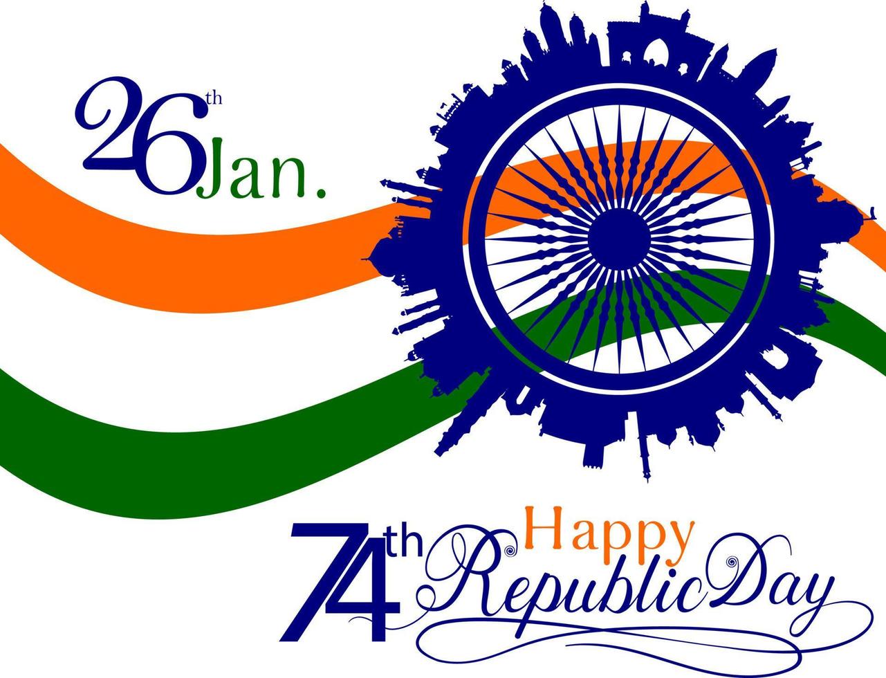 Indian Republic day 26th January wish and vector editable template