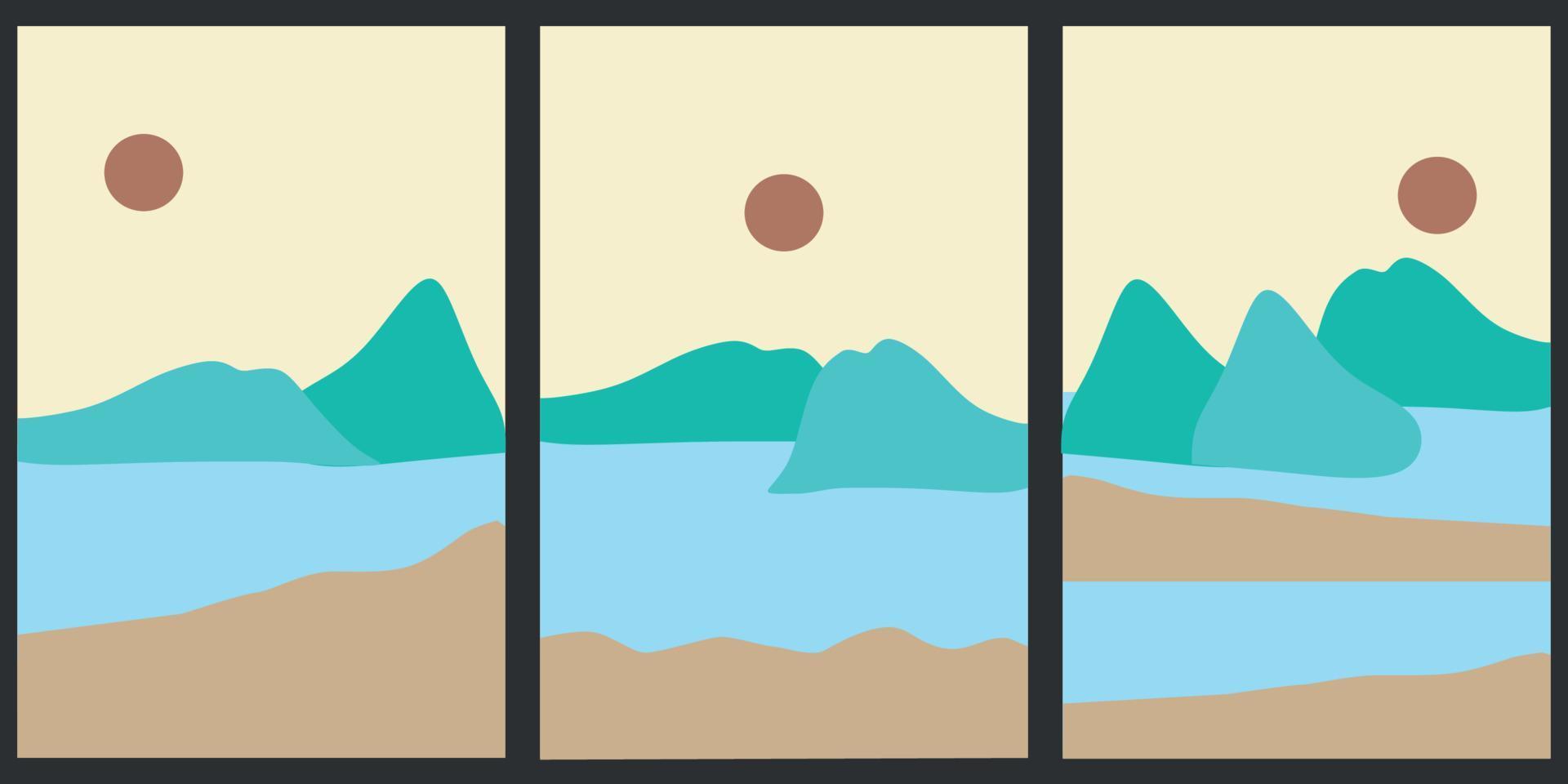 dibujado a mano estético vívido boho arte del paisaje vector