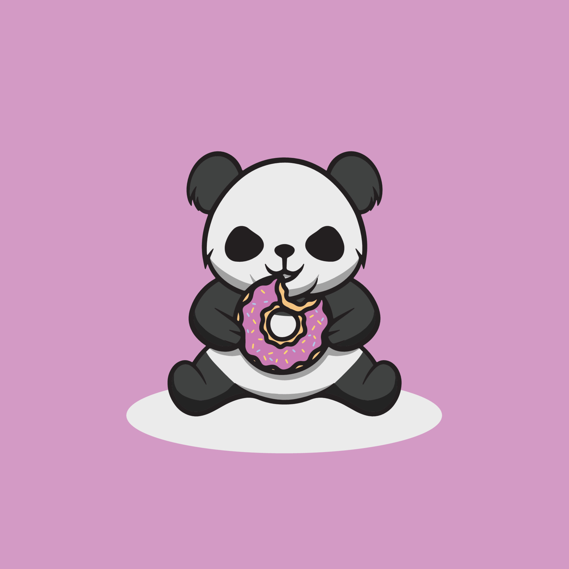 Cute panda eating donut cartoon illustration 17646678 Vector Art at ...