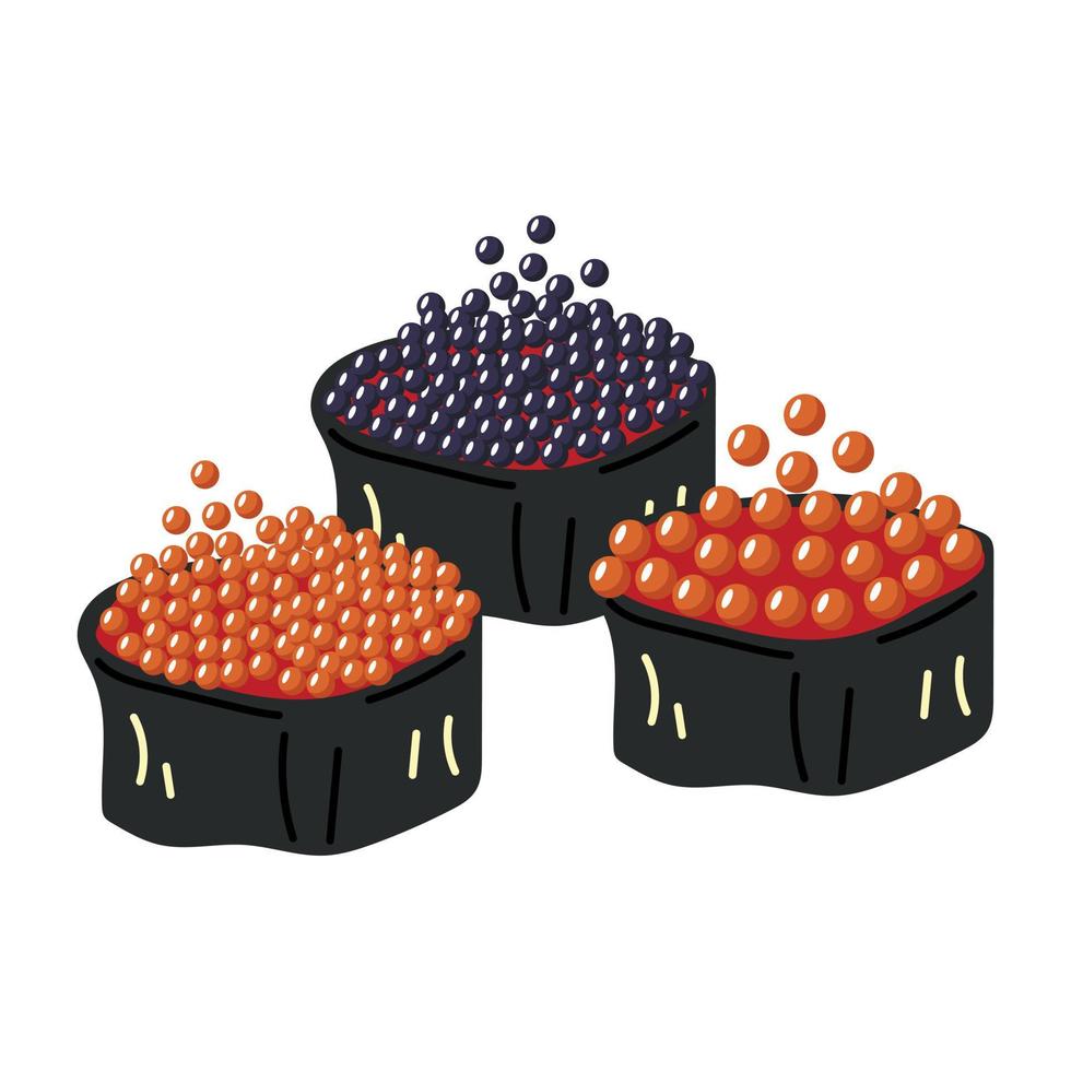 Gunkans with caviar vector