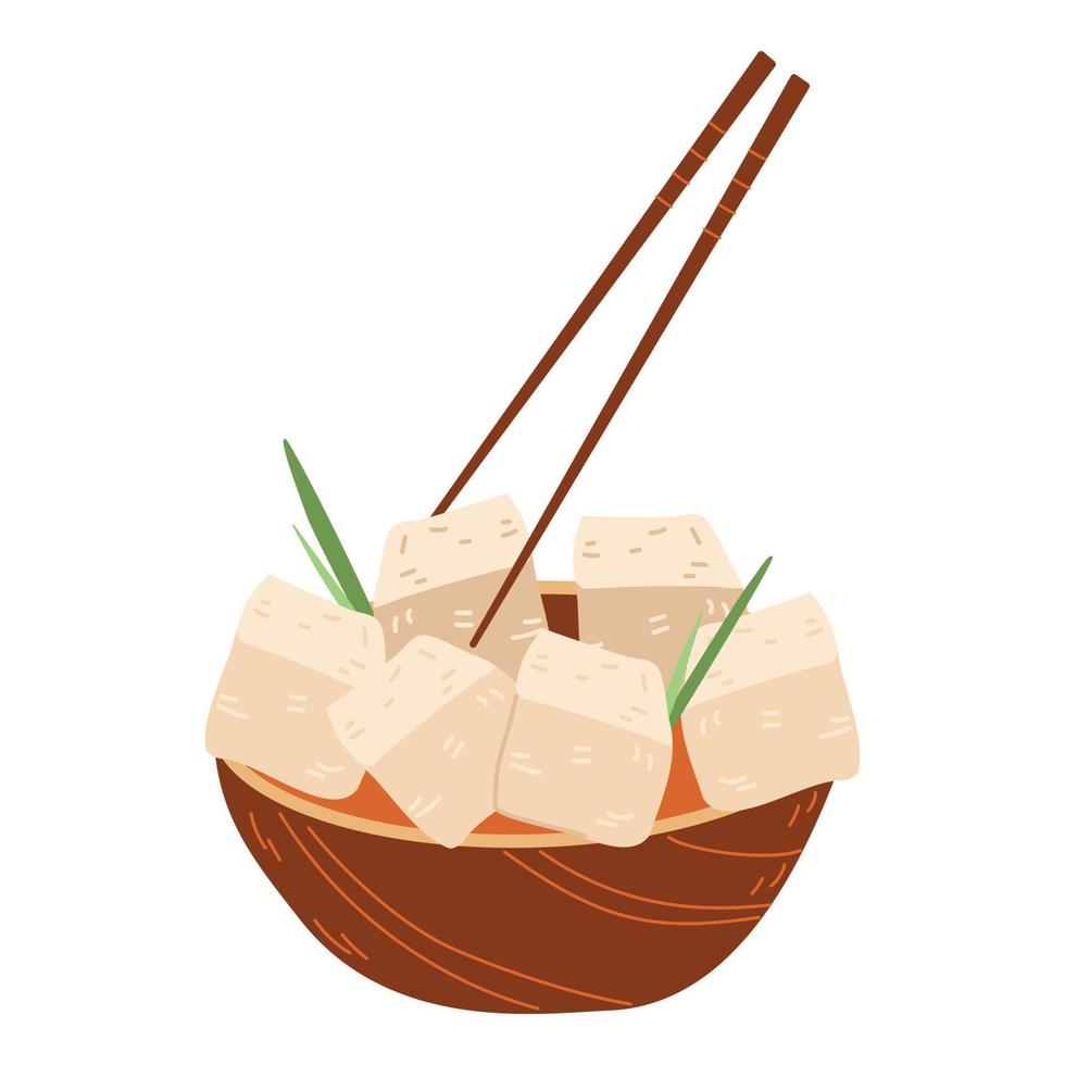 Tofu cheese is a delicious Chinese dessert vector