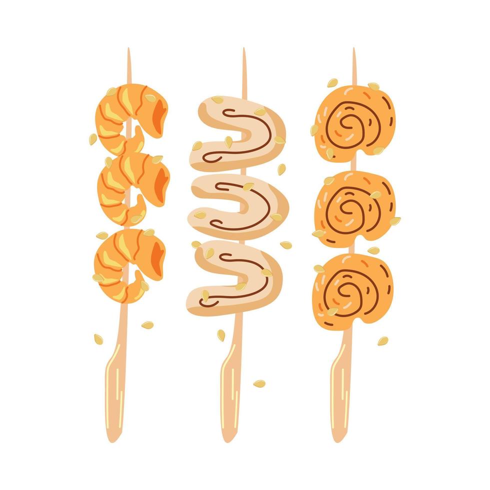 Delicious seafood kebab vector