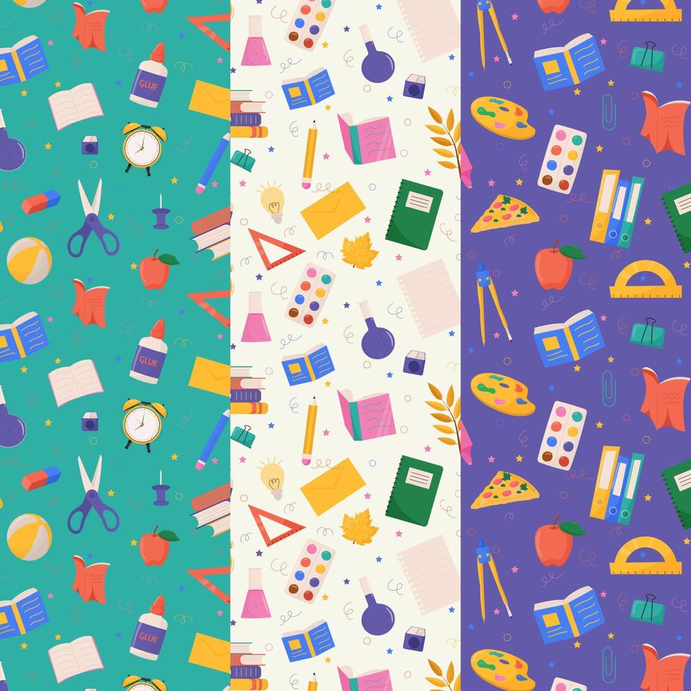 Set of school and education related objects seamless pattern. Vector illustration.