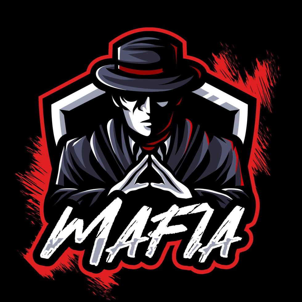 la plantilla del logotipo de esport de la mascota de la mafia vector