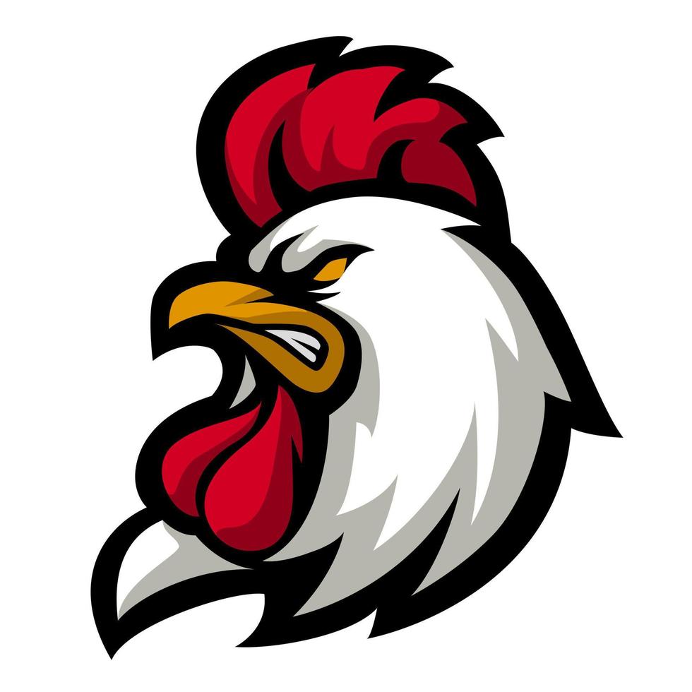 diseño del logo de la mascota del gallo. plantilla de vector de cara de gallo