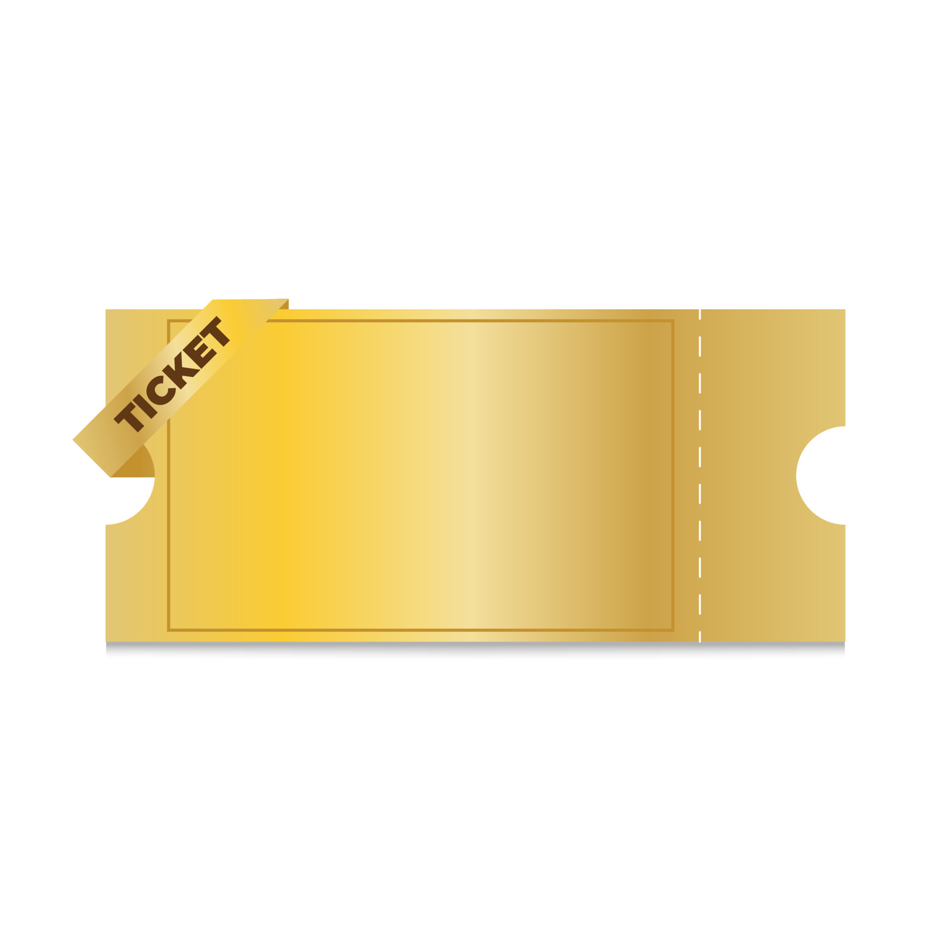 Illustration of a golden ticket with a label on a white background Illustration of a golden ticket with a label on a white background