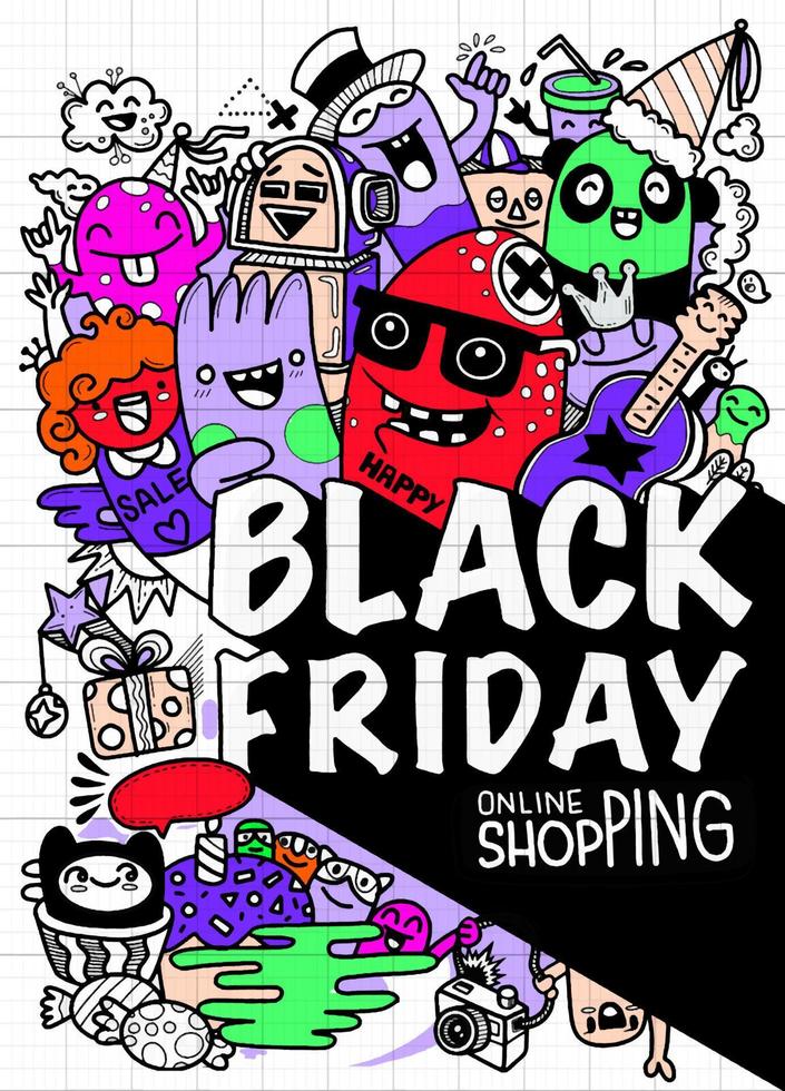 Black Friday sale hand drawn vector concept illustration.