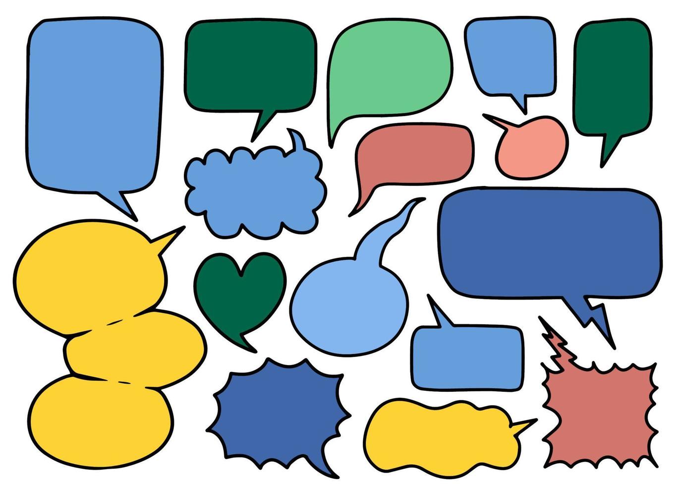 Hand drawn set of different speech bubbles,Stickers of speech bubbles vector set , Retro Set of Comics Speech and Bubbles Cartoon Vector, Each on a separate layer.