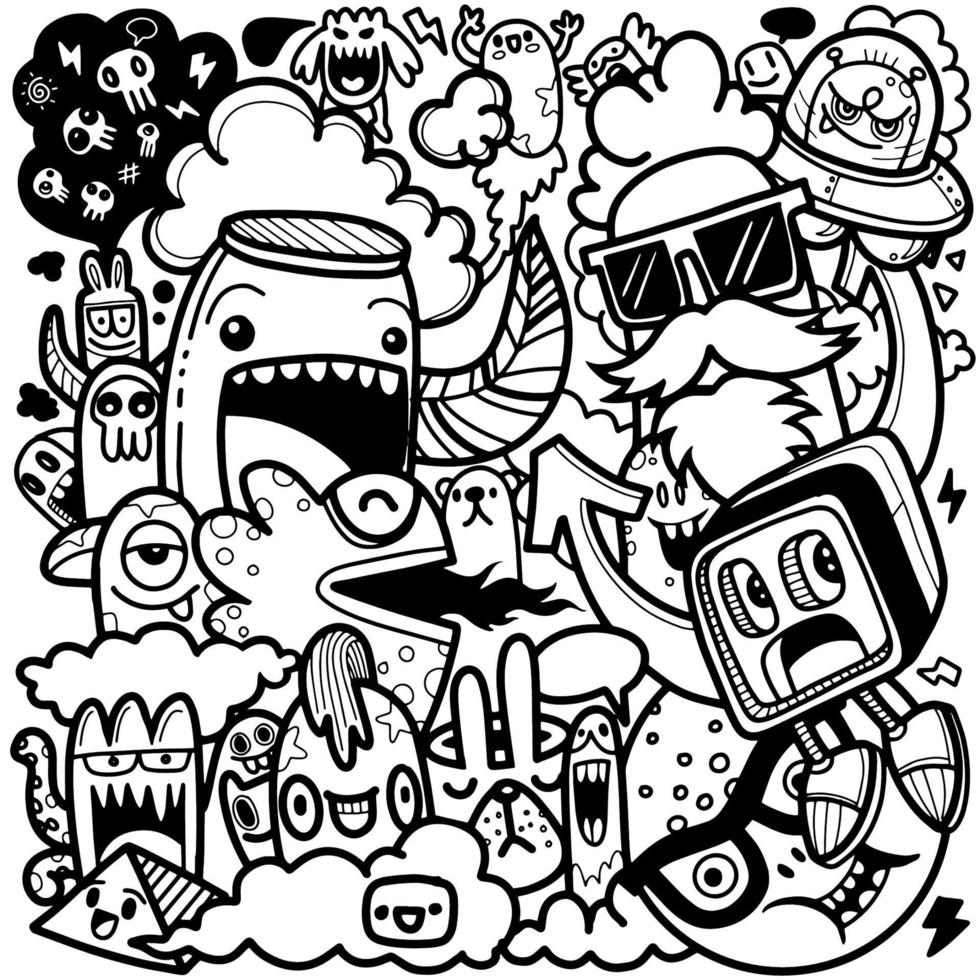 Cute hand drawn doodles Vector cartoon set of cute doodle cartoon