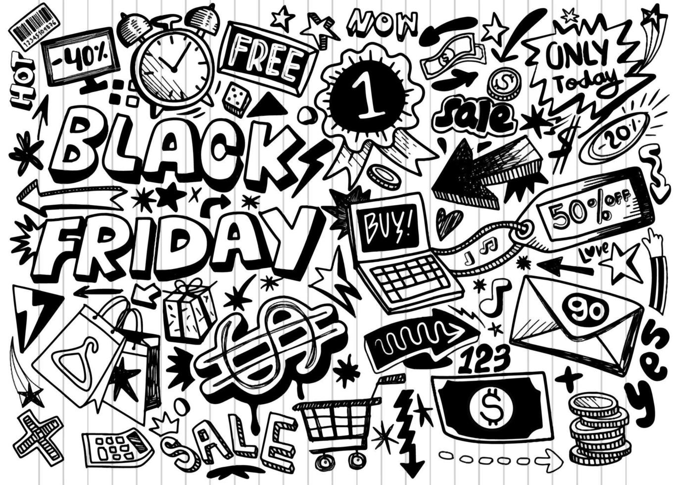 Black Friday sale hand drawn vector concept illustration.