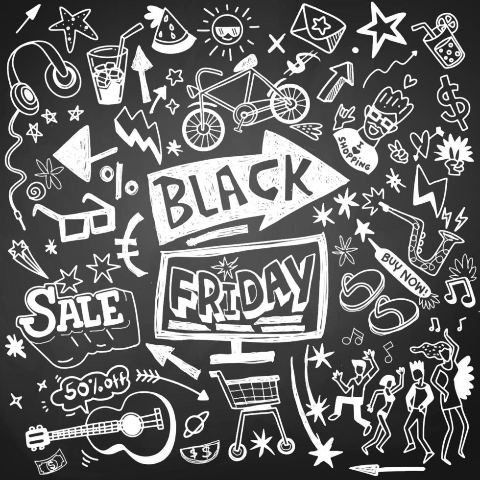 Black Friday sale hand drawn vector concept illustration.