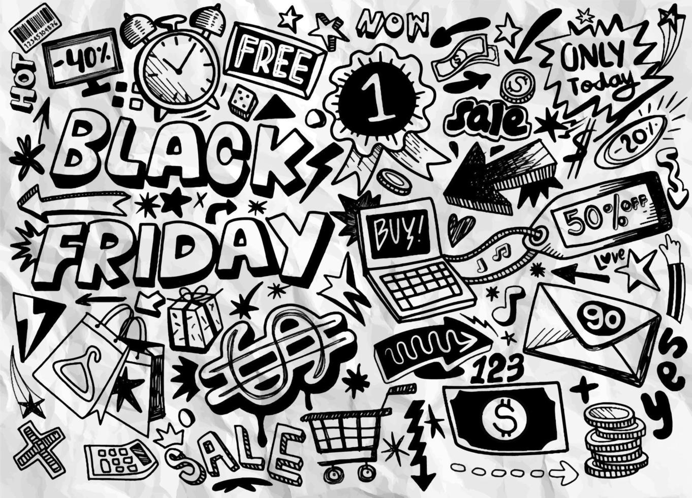 Black Friday sale hand drawn vector concept illustration.