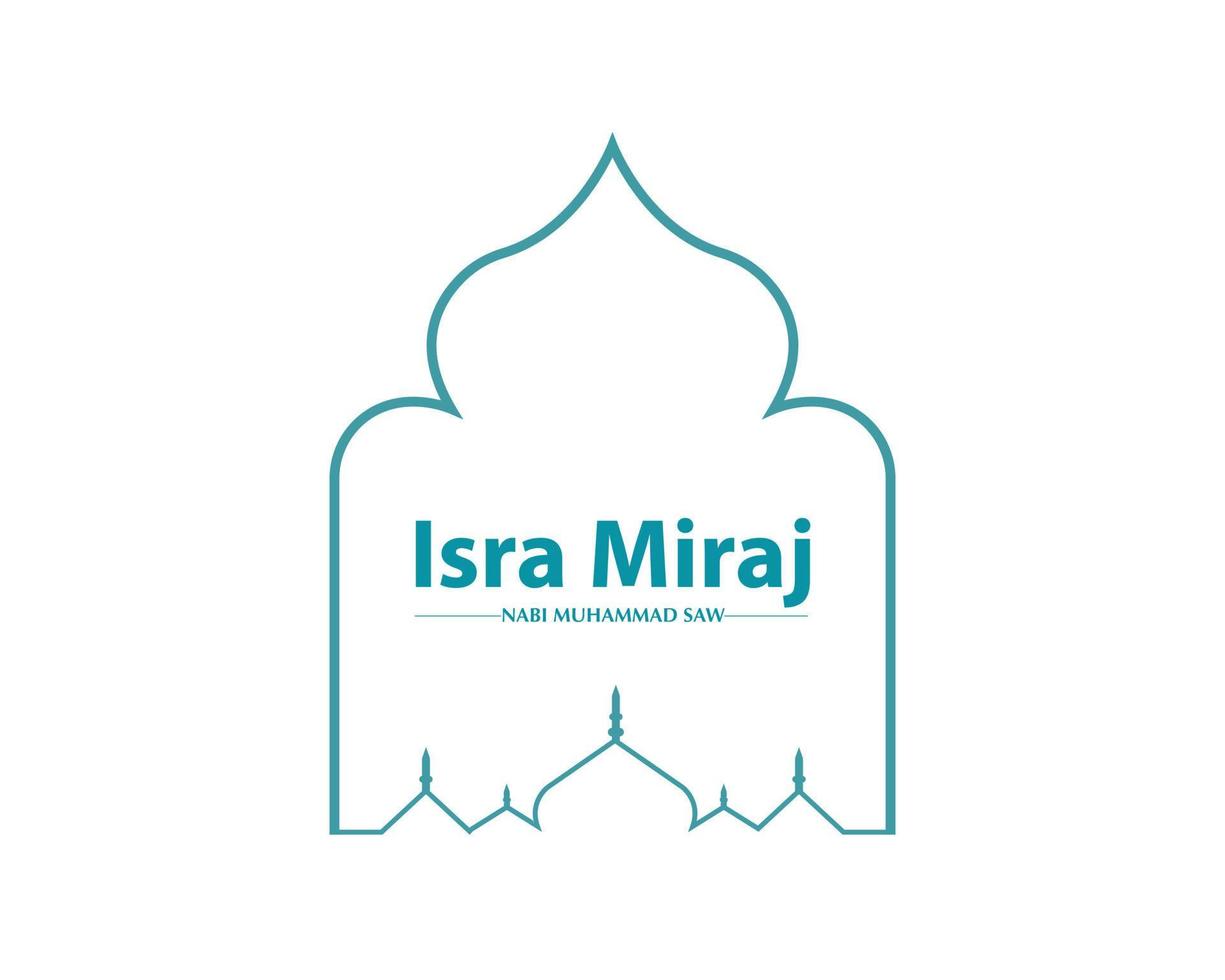 Isra Miraj With Mosque Line Art vector