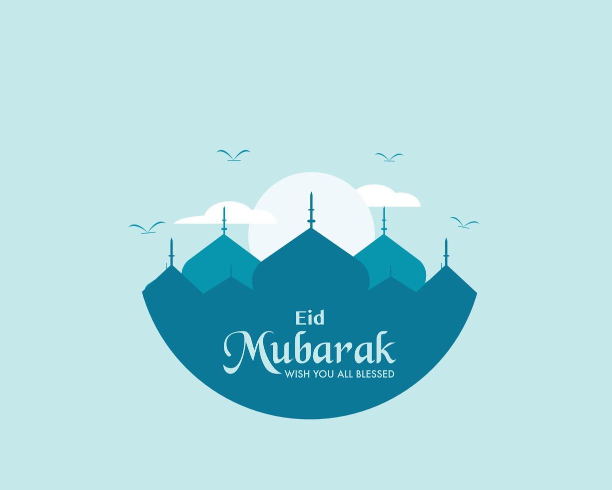 Eid Mubarak Flat Illustration Template vector