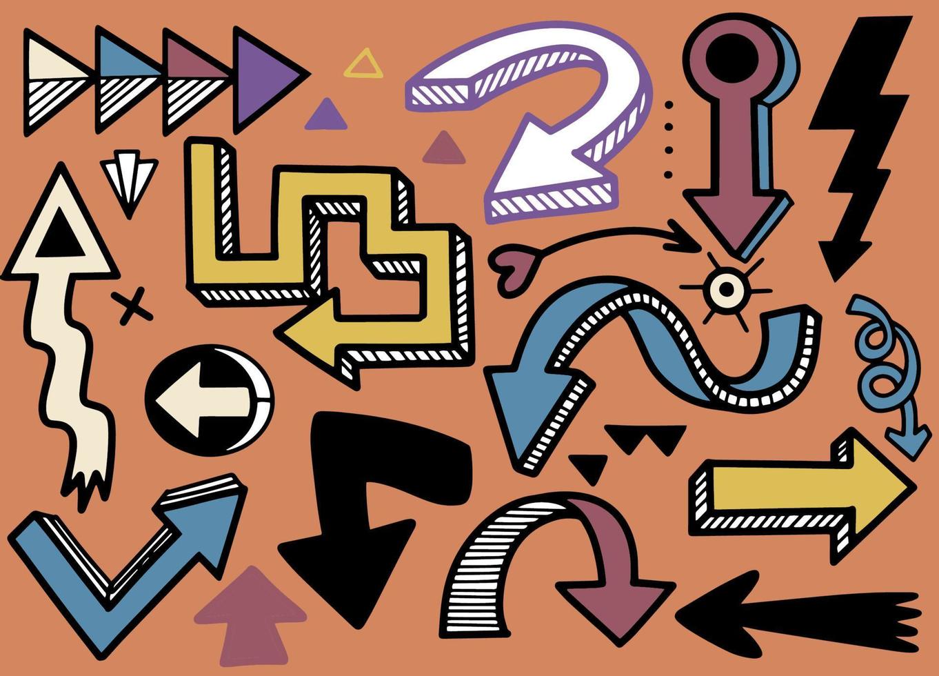 Hand drawn set of different Arrow. Different black directional icons, vector illustration collection for web design, mobile apps, interface and other design, Each on a separate layer.