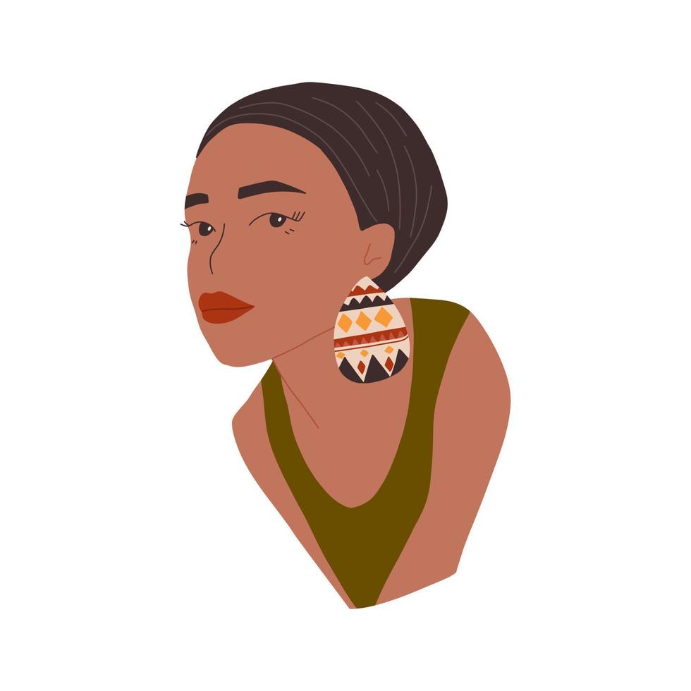 hermosa chica afroamericana en diadema. vector dibujado a mano