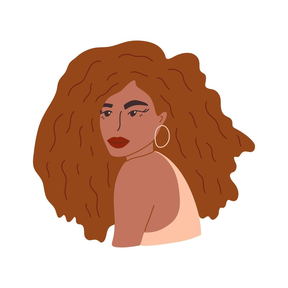 Pretty African American girl. Vector hand drawn