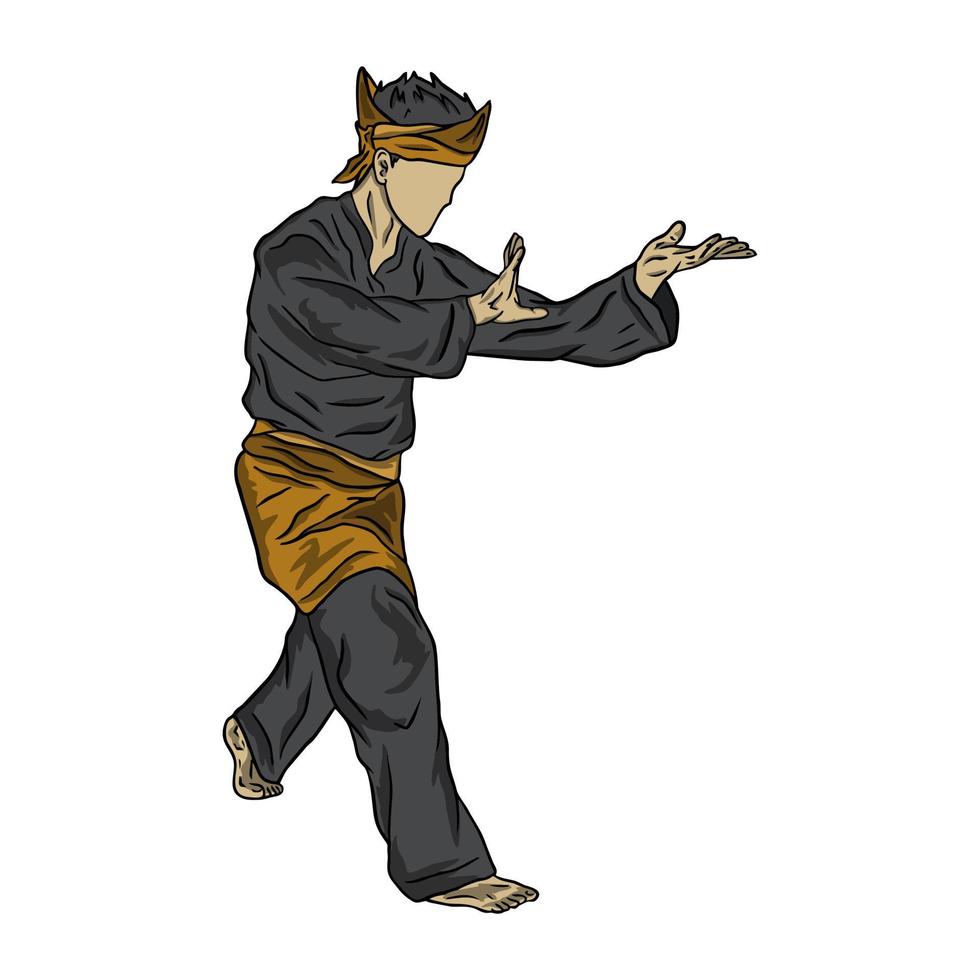 pencak silat luchador ilustración vector plano