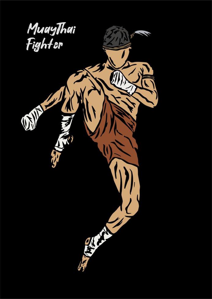 illustration of muaythai fighter vector