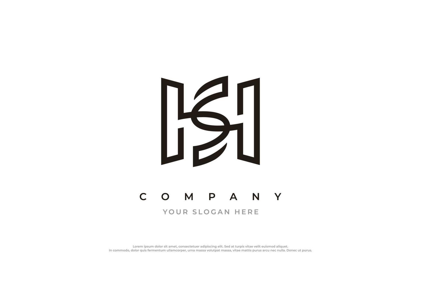 Initial Letter SH Logo or HS Logo Design Vector Template