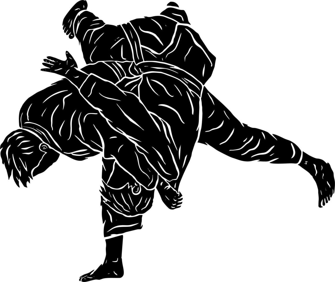 icono de vector de silueta de jiu jitsu