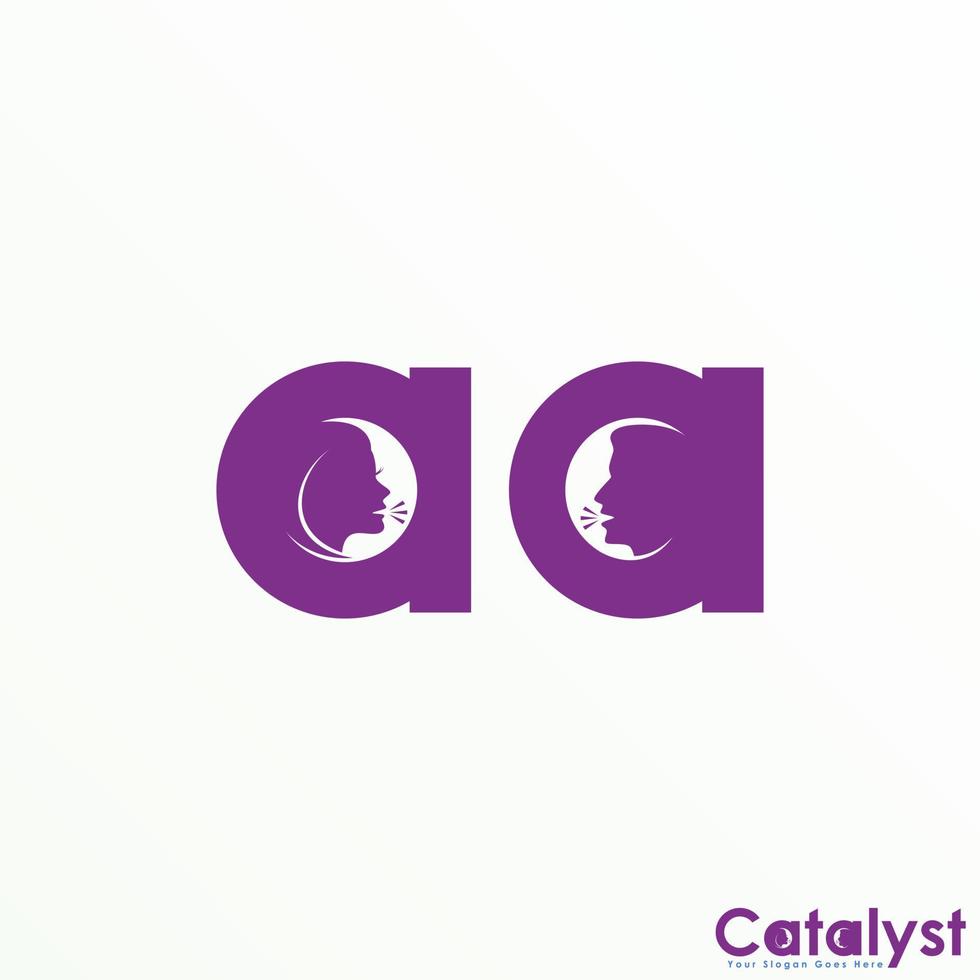 Letter or word AA sans serif font with woman and man face inside image graphic icon logo design abstract concept vector stock. can be related to initial or initial or communication