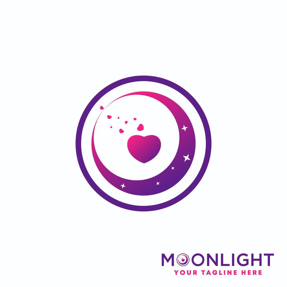 Crescent moon and Love with circle around image graphic icon logo design abstract concept vector stock. Can be used as a symbol related to marriage or romance