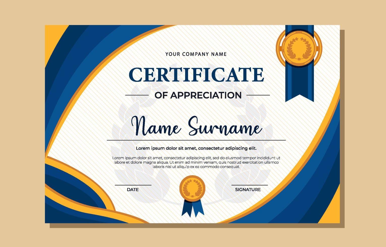 Certificate Flat Modern Template vector