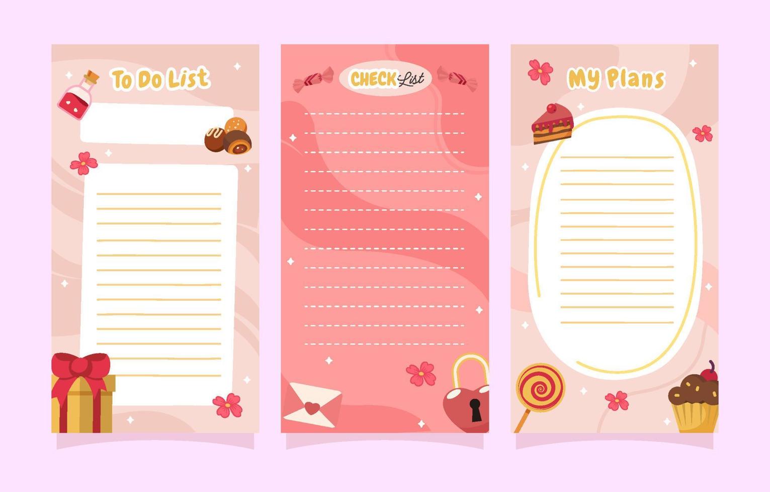 Valentine Journal Pages Template vector