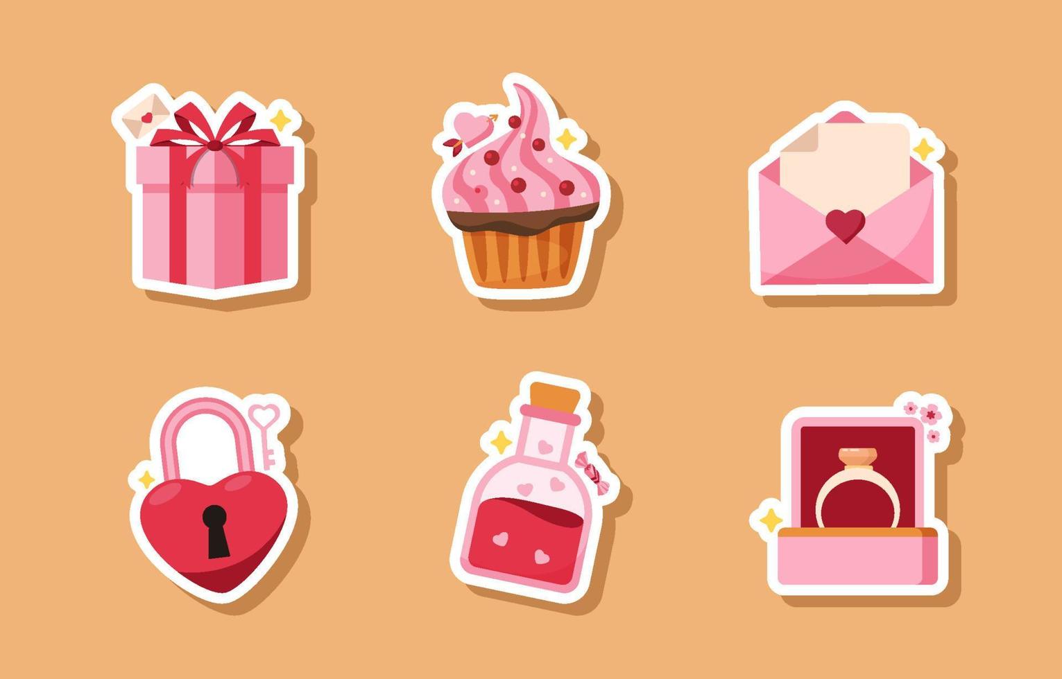 Set of Valentine Sticker vector