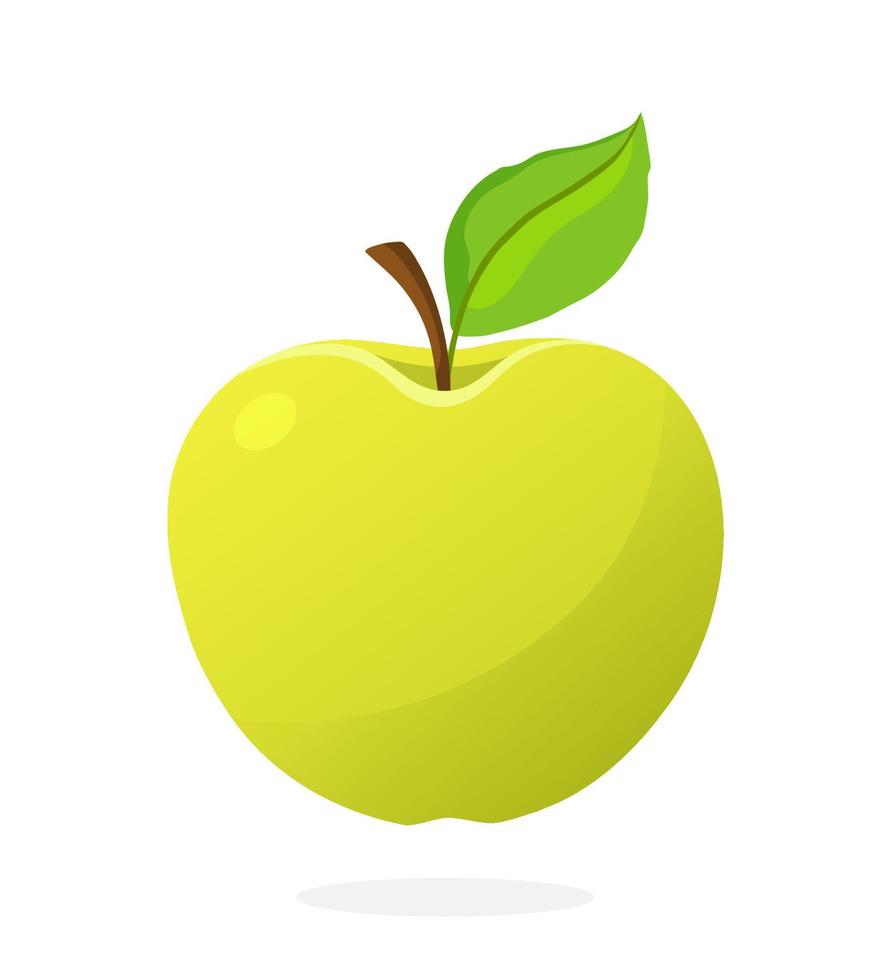 Green apple with stem and leaf vector