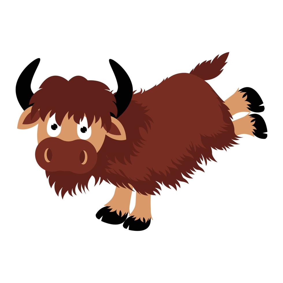 lindo gráfico de dibujos animados de animales de yak vector