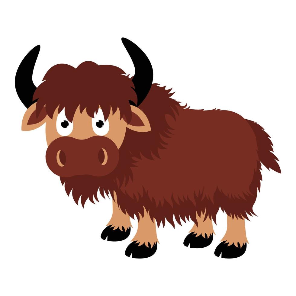 lindo gráfico de dibujos animados de animales de yak vector